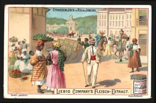 Sammelbild Liebig, Strassenleben in Rio de Janeiro