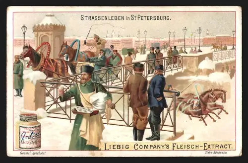 Sammelbild Liebig, Strassenleben in St. Petersburg