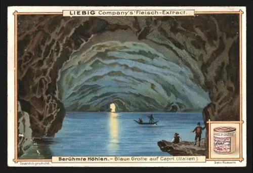 Sammelbild Liebig, Berühmte Höhlen, Blaue Grotte auf Capri