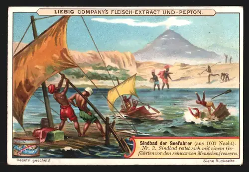 Sammelbild Liebig, Sindbad der Seefahrer, Aus 1001 Nacht