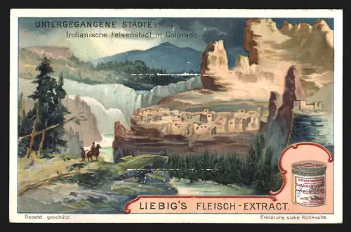 Sammelbild Liebig, Untergegangene Städte, Indianische Felsenstadt in Colorado