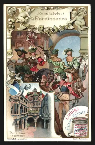 Sammelbild Liebig, Kunststyle, Renaissance, Pellerhaus in Nürnberg