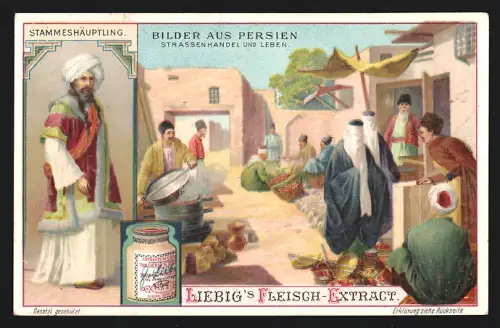 Sammelbild Liebig, Bilder aus Persien, Strassenhandel und Leben