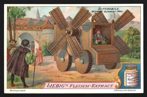 Sammelbild Liebig, Automobile, Windrad-Automobil, 1460
