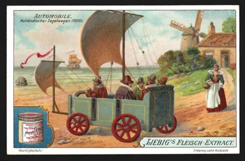Sammelbild Liebig, Automobile, Holländischer Segelwagen, 1600