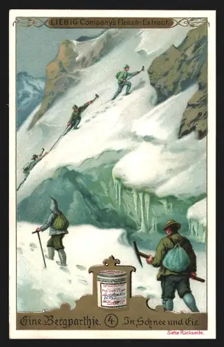 Sammelbild Liebig, Eine Bergparthie, In Schnee und Eis