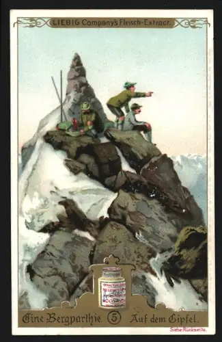 Sammelbild Liebig, Eine Bergparthie, Auf dem Gipfel
