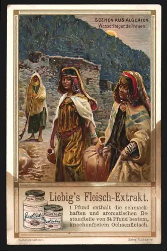 Sammelbild Liebig, Scenen aus Algerien, Wassertragende Frauen