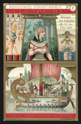Sammelbild Liebig, Berühmte Fürstinnen, Cleopatra, Königin von Ägypten