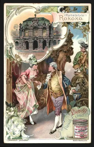 Sammelbild Liebig, Kunststyle, Rokoko, Zwinger in Dresden