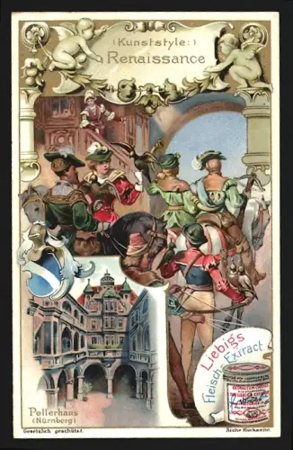 Sammelbild Liebig, Kunststyle, Renaissance, Pellerhaus in Nürnberg