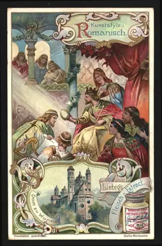 Sammelbild Liebig, Kunststyle, Romanisch, Dom zu Worms