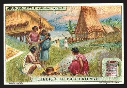 Sammelbild Liebig, Fleisch-Extrakt, Anam, Land und Leute, Anamitisches Bergdorf