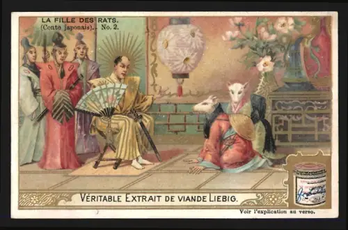 Sammelbild Liebig, Conte japonais, La Fille des Rats, No. 2