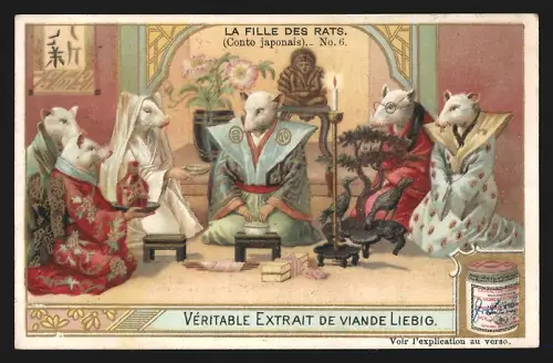 Sammelbild Liebig, Conte japonais, La Fille des Rats, No. 6