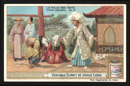 Sammelbild Liebig, Conte japonais, La Fille des Rats, No. 3