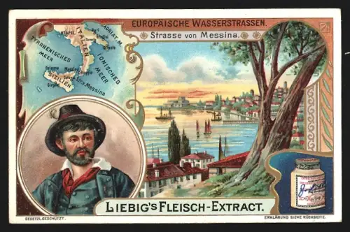 Sammelbild Liebig, Europäische Wasserstrassen, Strasse von Messina