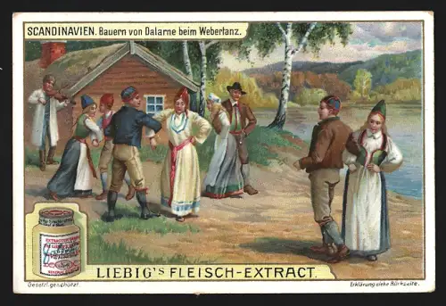 Sammelbild Liebig, Scandinavien, Bauern von Dalarne beim Webertanz