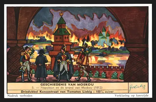 Sammelbild Liebig, Geschiedenis van Moskau, Napoleon en de brand van Moskau 1812