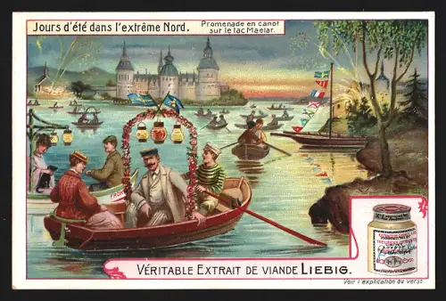 Sammelbild Liebig, Promenade en canot sur la lac Maelar