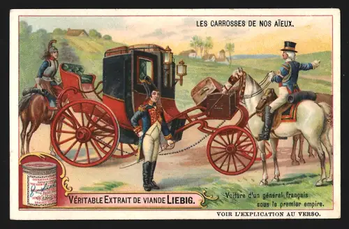 Sammelbild Liebig, La Carrosses de nos Aieux, Voiture d`un general francais