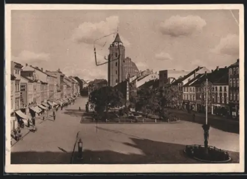 AK Haynau i. Schl., Blick auf den Ring mit Kirche