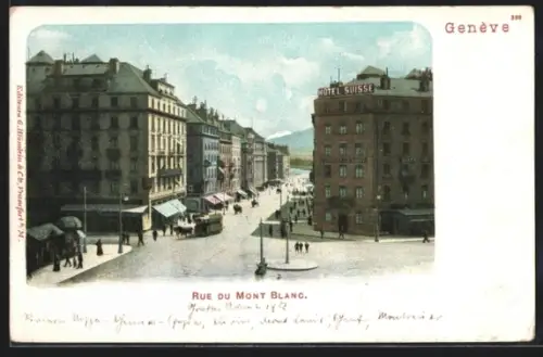 AK Genève, Rue du Mont Blanc, Hotel Suisse