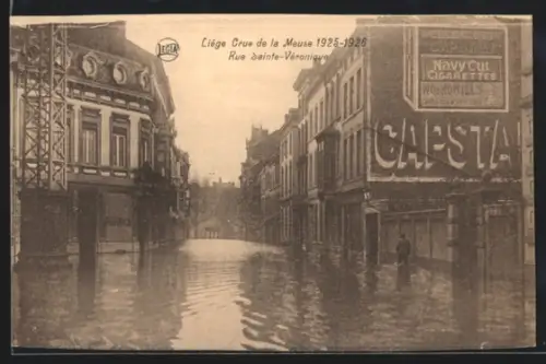 AK Liége, Hochwasser / Crue de la Meuse 1925-1926, Rue Sainte-Véronique