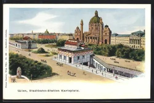 AK Wien, Stadtbahn-Station Karlsplatz, Bahnhof