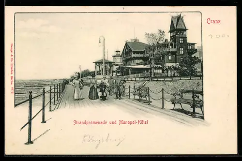 AK Cranz, Strandpromenade und Monopol-Hotel