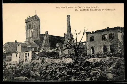 AK Gerdauen, Von russischen Truppen zerstörte Gebäude in der Stallstrasse