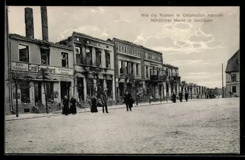 AK Gerdauen, Von russischen Truppen beschädigte Gebäude am Nördlichen Markt