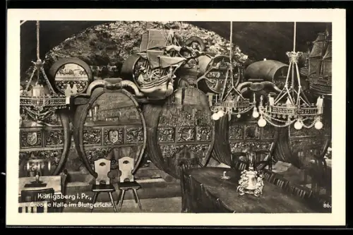 AK Königsberg, Grosse Halle im Blutgericht, Innenansicht