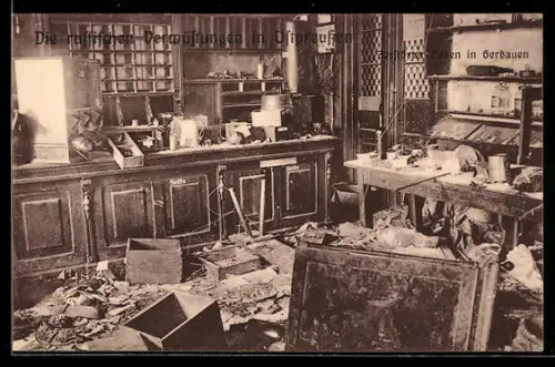AK Gerdauen, Von russischen Truppen zerstörter Laden in der Stadt