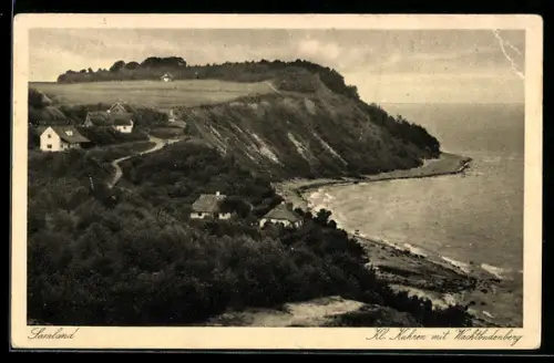 AK Kl. Kuhren /Samland, Teilansicht des Ortes mit Wachtbudenberg