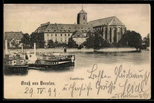 AK Breslau, Blick auf die Sandkirche