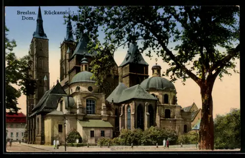 AK Breslau, Rückansicht vom Dom