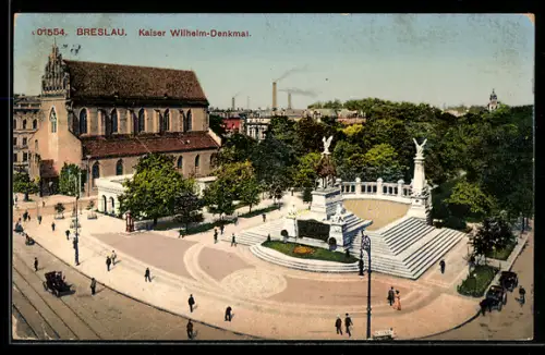 AK Breslau, Kaiser Wilhelm-Denkmal aus der Vogelschau