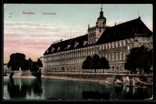 AK Breslau, Ansicht der Universität am Ufer der Oder