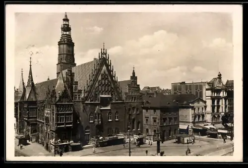 AK Breslau, Ansicht vom Rathaus von Südosten