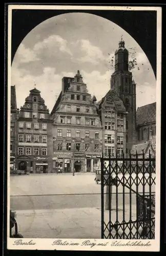 AK Breslau, Partie am Ring mit Elisabethkirche