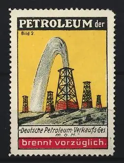 Reklamemarke Deutschen Petroleum-Verkaufs-Ges. mbH, Ölbohrturm