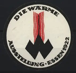 Reklamemarke Essen, Ausstellung Die Wärme 1922, Flammen und Buchstabe W