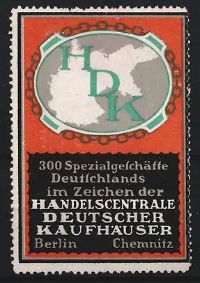 Reklamemarke Berlin, Handelscentrale Deutscher Kaufhäuser, 300 Spezialgeschäfte Deutschlands