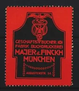 Reklamemarke München, Majer & Finckh, Buchdruckerei