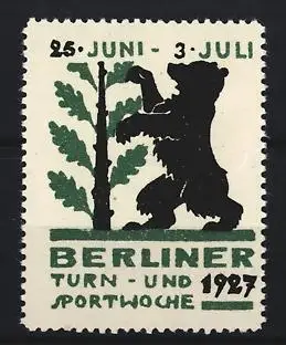 Reklamemarke Berlin, Berliner Turn- und Sportwoche 1927, Bär und Baum