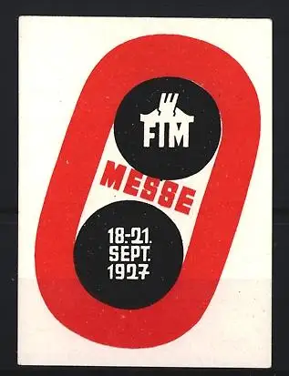 Reklamemarke FIM Messe, 18.-21. Sept. 1927, Logo und Datum