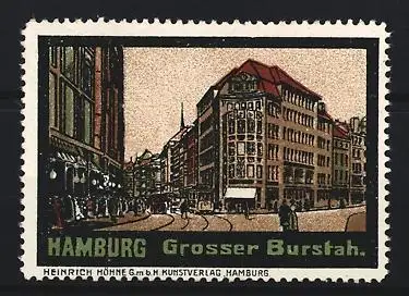 Reklamemarke Hamburg, Grosser Burstah, Strassenansicht
