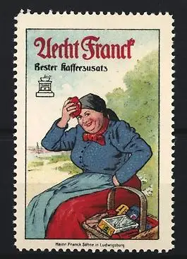 Reklamemarke Echter Franck, Frau mit Kaffeeersatz