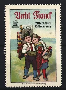 Reklamemarke Ludwigsburg, Aecht Franck, Kinder mit Kaffeesäcken